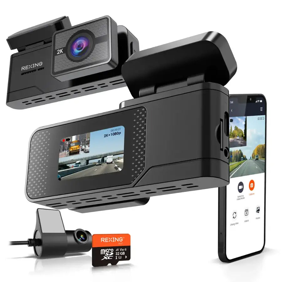 Rexing C2 2K+1080P WiFi Araç Kamerası + 32GB SD Kart