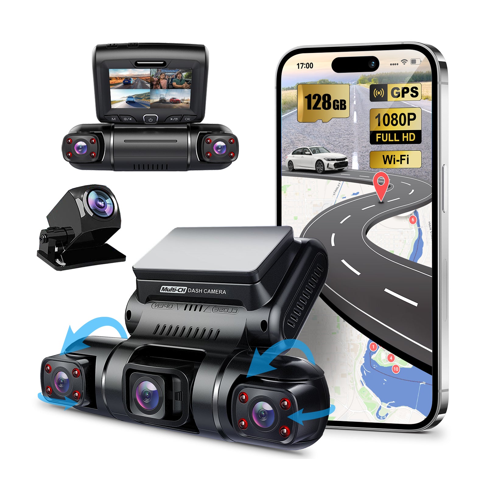 Pruveeo D90-4CH FHD Wi-Fi GPS + 128GB SD Kart