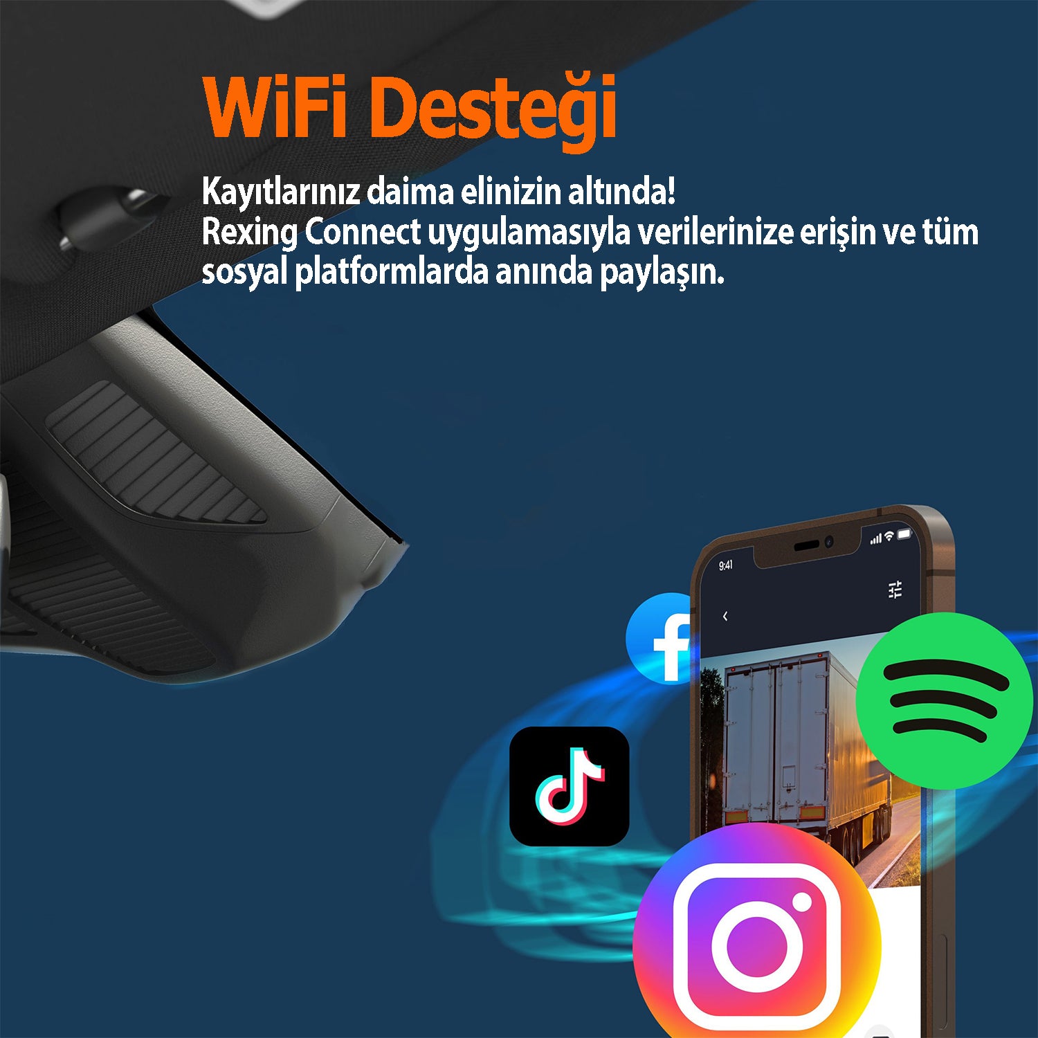 Rexing V1 Lite 2K WiFi Araç Kamerası + 32GB SD Kart